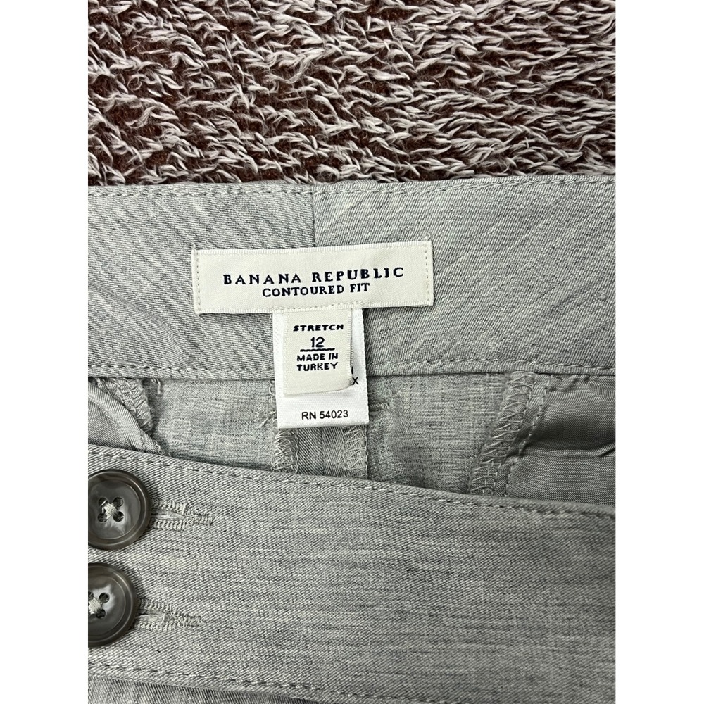 Banana Republic Contoured Fit Dress Pants Womens 12 Gray Stretch Straight Leg - Picture 3 of 13